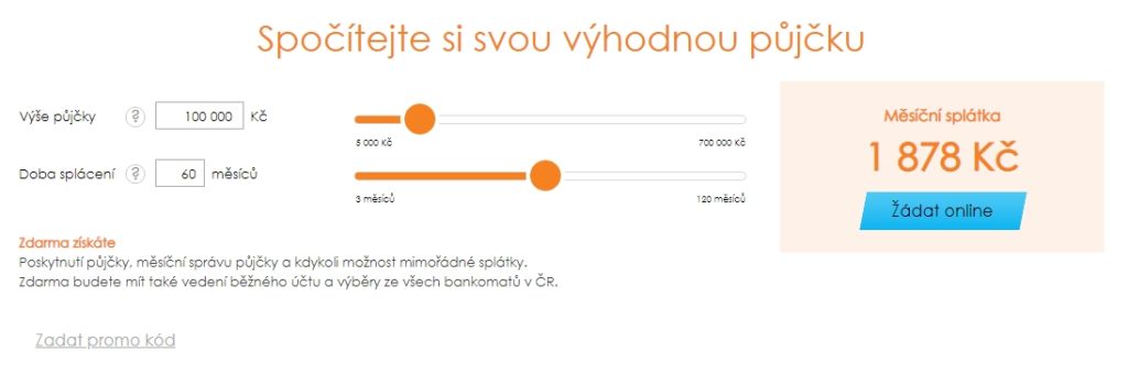 K vypočítání celkové měsíční splátky může klient využít kalkulačku.