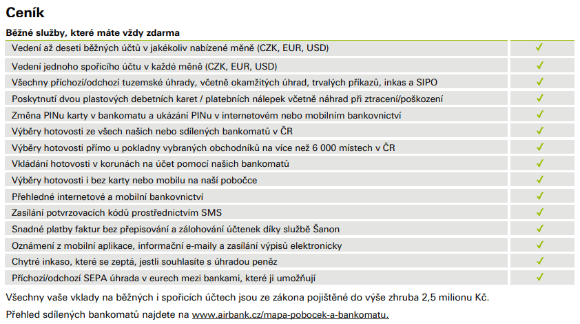 U Air Bank jsou příchozí i odchozí SEPA platby vždy zdarma.