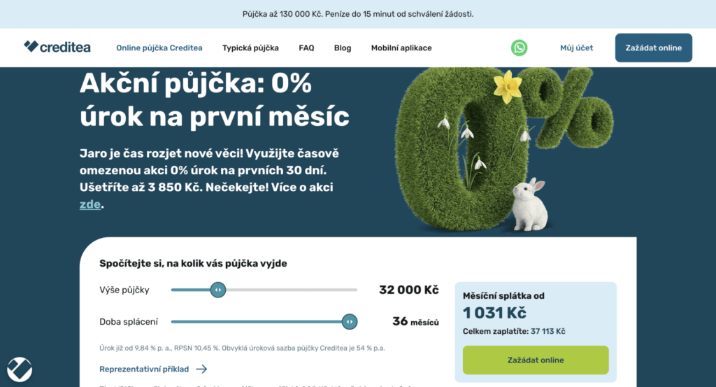 Výpočet první půjčky zdarma.
