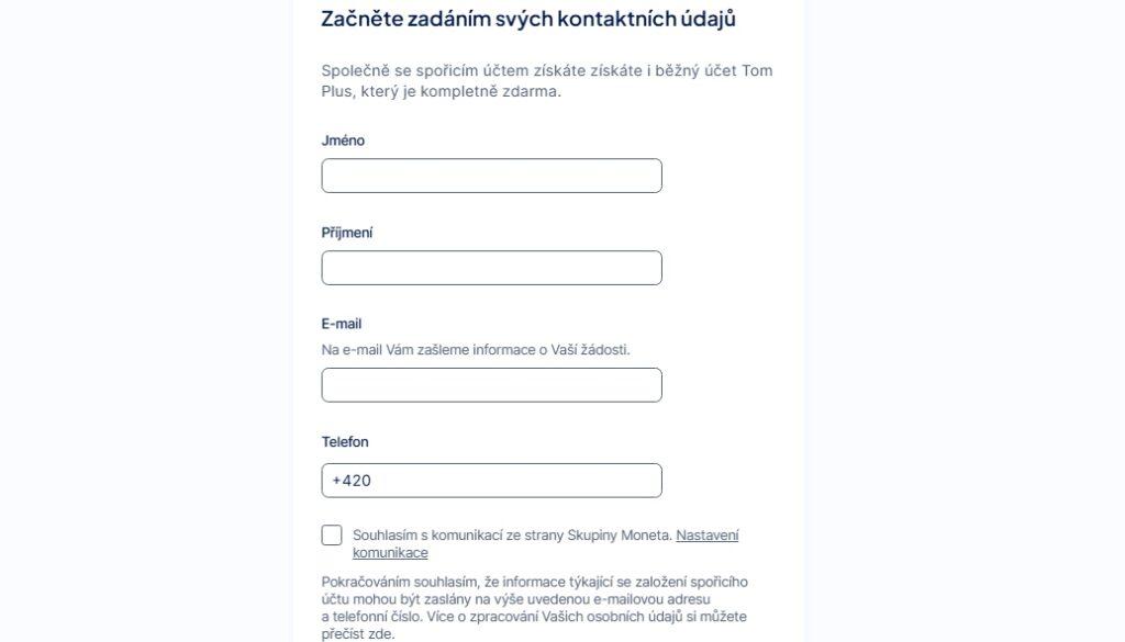 Nový klient si musí zřídit i běžný účet. Lze ho založit společně se spořicím, bez něj však "spořící" MONETA účet získat nelze.