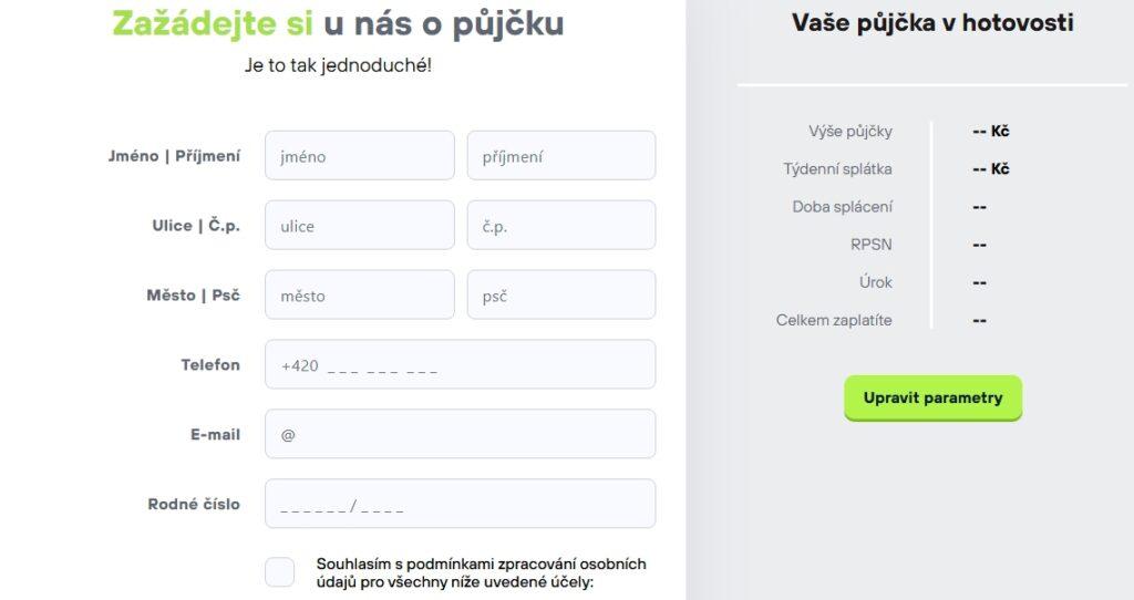 Podobně jednoduché formuláře má většina online nebankovních půjček, a tak i Fair Credit czech a Simfina. Formulář pro Fajn půjčku vyžaduje osobní informace včetně rodného čísla, další podrobnosti (např. řešení bonity žadatele) následují až po jeho odeslání.