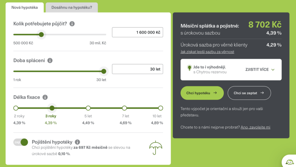 Air Bank nabízí online hypoteční kalkulačku přímo na svých stránkách.