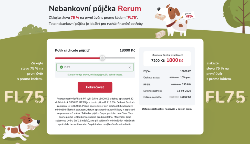 Na webu poskytovatele může člověk využít jejich kalkulačku.