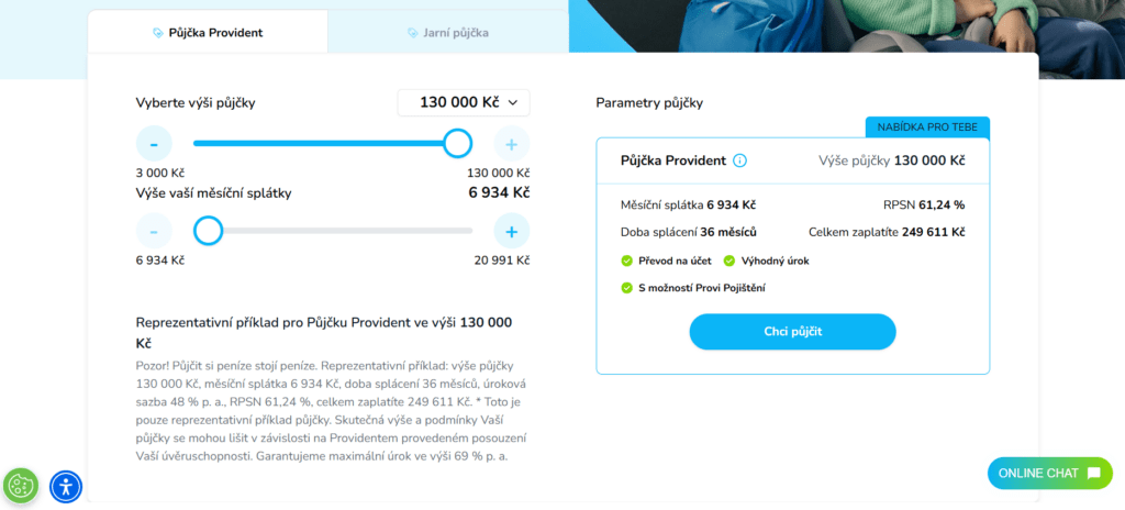 Provident nabízí půjčku do výše až 130 000 Kč ihned na účet i v hotovosti na ruku.