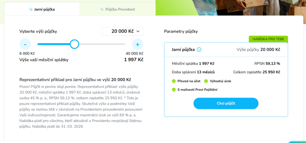 Do konce března 2026 mohou noví klienti zažádat o Jarní půjčku až do výše 40 000 Kč.
