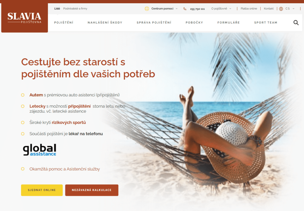 Slavia pojišťovna nabízí jednoduché online sjednání cestovního pojištění.