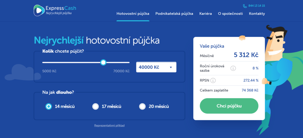 Jednu z nejrychlejších hotovostních půjček na trhu nabízí např. Express Cash.