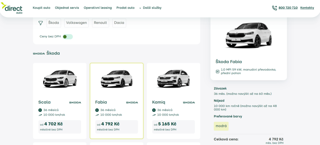 Kromě půjčky od ČSOB lze využít i operativní leasing od Direct Auto.